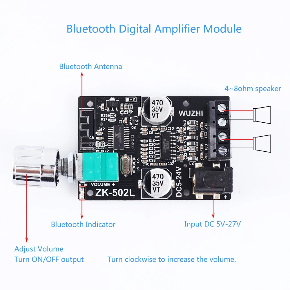 Bluetooth аудио стереомодуль BLE5.0 модуль цифрового усилителя 50 Вт+ 50 Вт стерео Bluetooth усилитель модуль