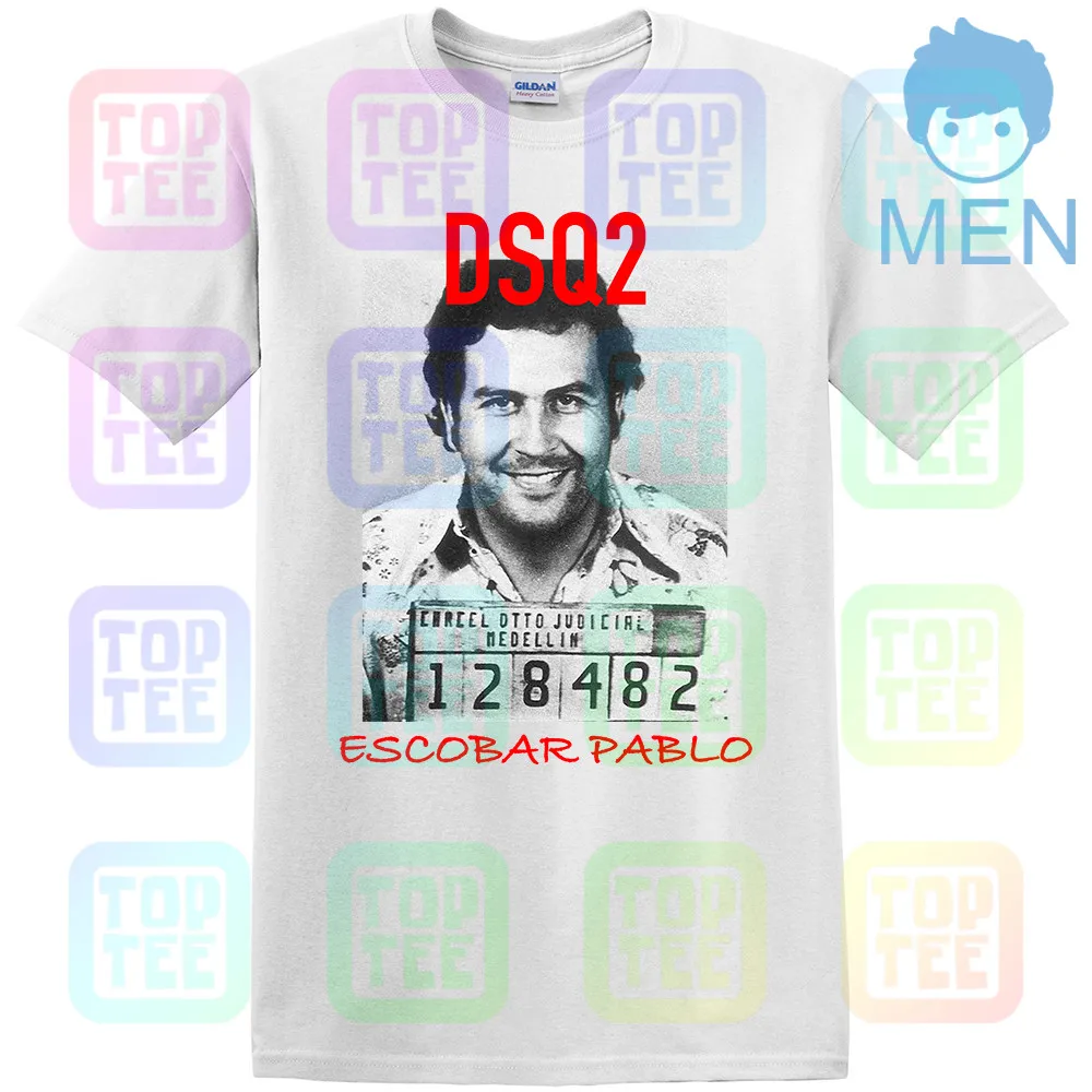 Модная DSQ Мужская черная футболка-Escobar Pablo-идеально подходит для летних топов Мужской Женский унисекс размер: S-3XL - Цвет: MEN-WHITE