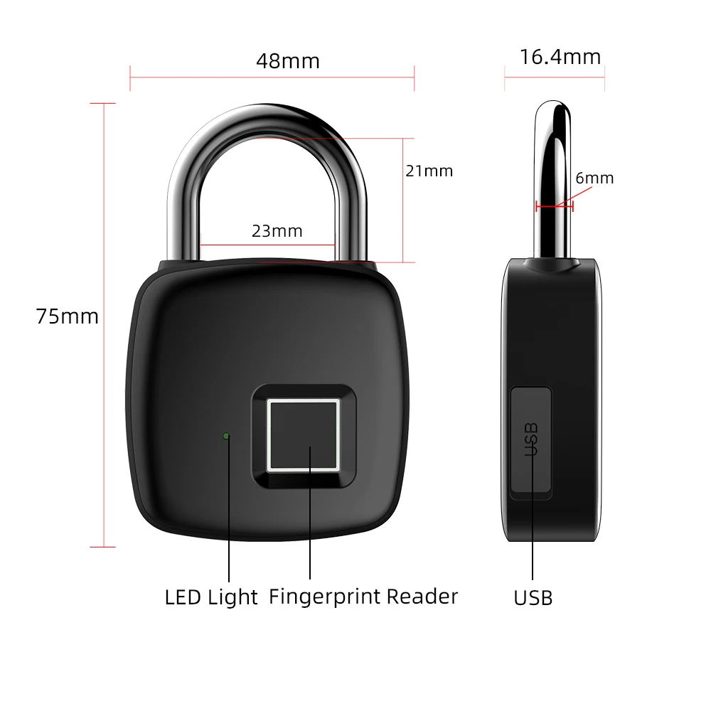 P30 Водонепроницаемый замок отпечатков пальцев электронный SmartLock USB Перезаряжаемый замок отпечатков пальцев Быстрый замок для двери багажа