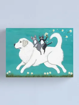 

Prints Home Decor Canvas Painting Wall Art Modern Modular Cute Kitten Riding a Puppy Pictures Cute For Living Room Poster Framed
