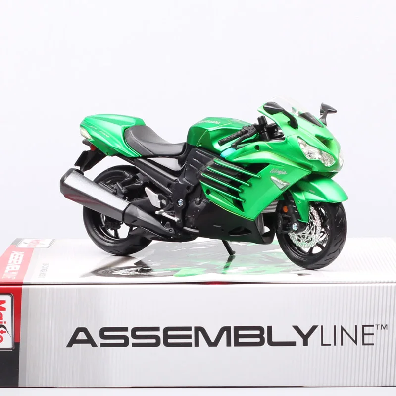 Maisto Assembly Line 1:12 Scale Kit Set The Kawasaki Ninja ZX-14 Motorcycle Model ZX14 Diecasts & Toy Vehicles Bike DIY Green maisto 1 18 scale honda crf450r motorcycle model enduro diecasts