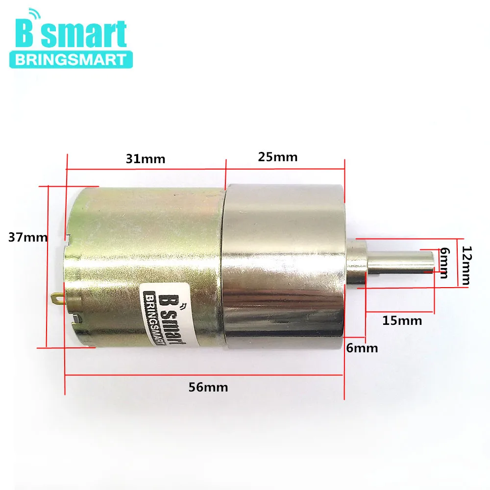 Bringsmart 37GB520 D вал полностью металлический 37 мм коробка передач 12 Вольт 100 об/мин