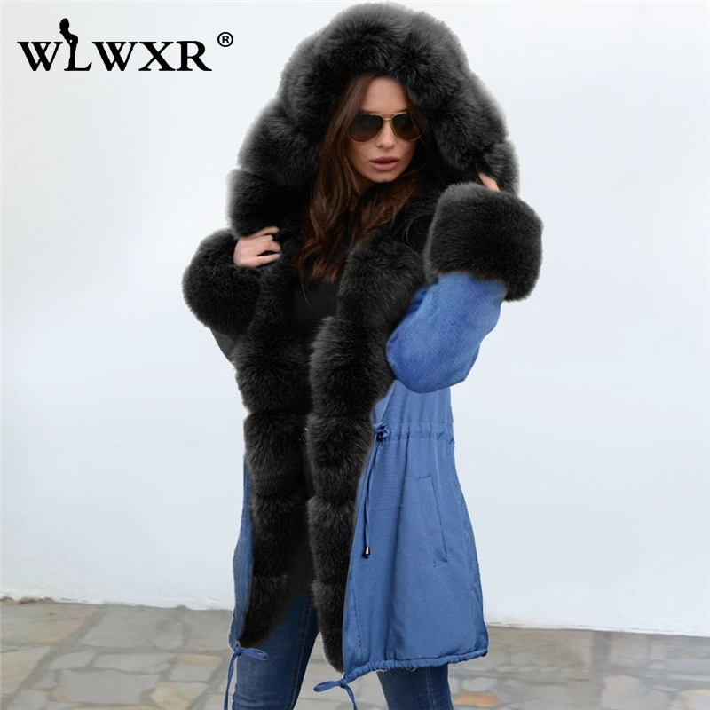 WLWXR камуфляжное длинное пальто из искусственного меха женские куртки военная зимняя шуба женская плюс размер с капюшоном Длинная меховая Парка женская верхняя одежда