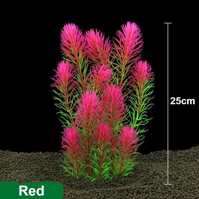 Искусственное водное растение под водой, украшение аквариума, пластиковые растения, ландшафтный декор, водная трава, цветочный орнамент - Цвет: 195-Red
