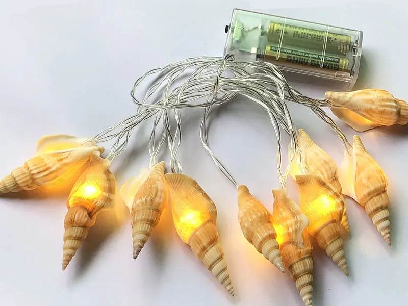 Conch LED Garland String Lights Warm White Fairy Garland Christmas Lights String Battery Power LED String Lighting for Home