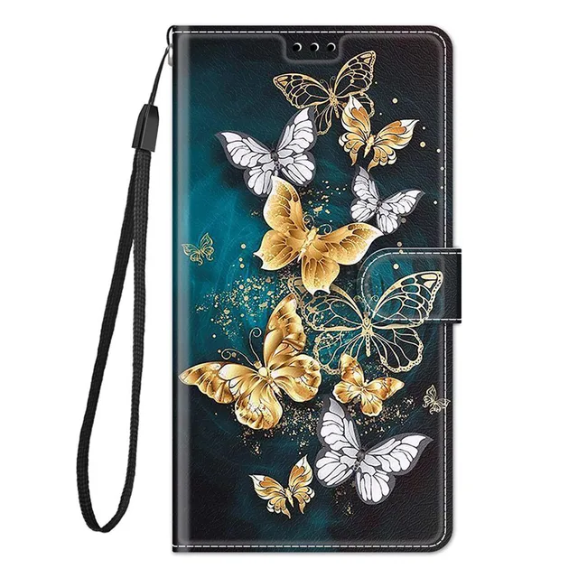 For Xiaomi Poco X3 Cartoon Butterfly Case Capa on Xiomi Poco X3 Pro NFC POCOX3 Case Card Slot Wallet Leather Magnetic Book Cover R18