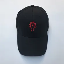 Vedio Game World of Warcraft WOW Орда Красный символ Косплей вышивка шляпа черная бейсболка