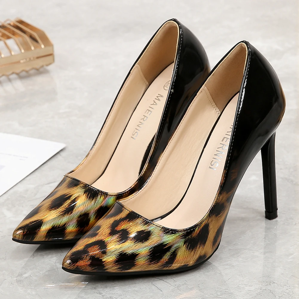 Luipaard Gradiënt Vrouw Hoge Hakken Lakschoenen Vrouwen Pumps Maat 47 Dunne  Hakken Dames Schoenen Jurk Shoppin Werk Rood geel|Damespumps| - AliExpress