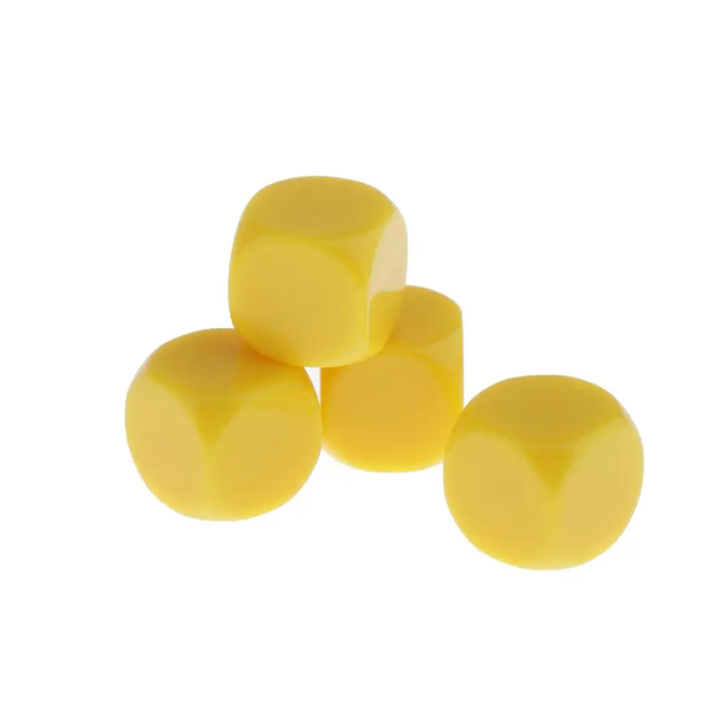 50pcs 16mm Blank 6 Sided Dice for Table Boazrd Games D6 Dices Dungeons & Dragons MTG RPG Wargames Casualty Markers - Yellow