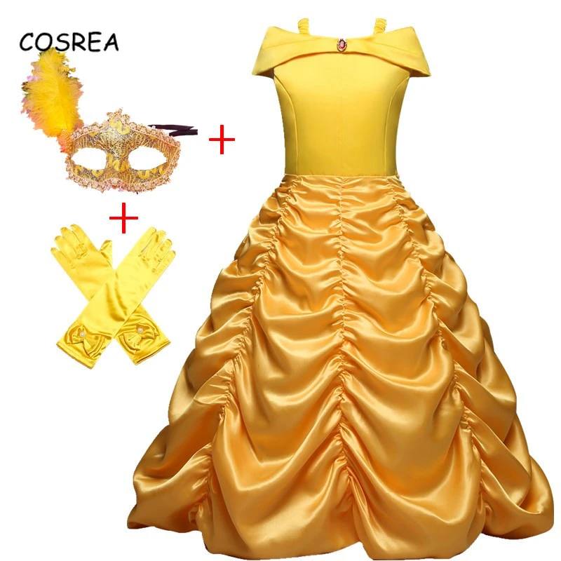 Download Belle Beauty And The Beast Dress Princess Belle Yellow Long Dress Halloween Costume New Cartoon Beauty And The Beast Mask Girls Costumes Aliexpress PSD Mockup Templates