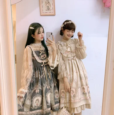 Japanese sweet princess lolita dress vintage gothic loli Soft Girl cosplay jsk printing cute high waist jsk Lolita cos loli