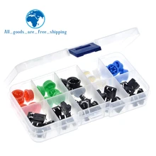 Bouton-poussoir Tactile momentané, 25 pièces, 12x12x7.3MM, Micro + 25 pièces, 5 couleurs, pour Arduino, avec étui