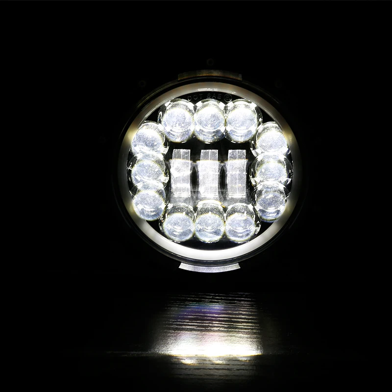 " светодиодный фары 60 Вт Высокий Низкий луч светодиодный H4 Halo Angel Eye DRL Янтарный указатель поворота для Jeep Wrangler JK TJ Land Rover Lada niva 4x4
