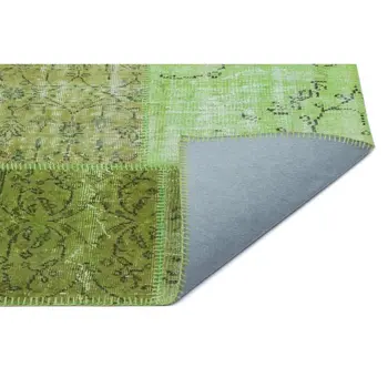 

Handmade Green Vintage Overdyed Patchwork Area Rug 160x230 Cm-5'3''X7'7''