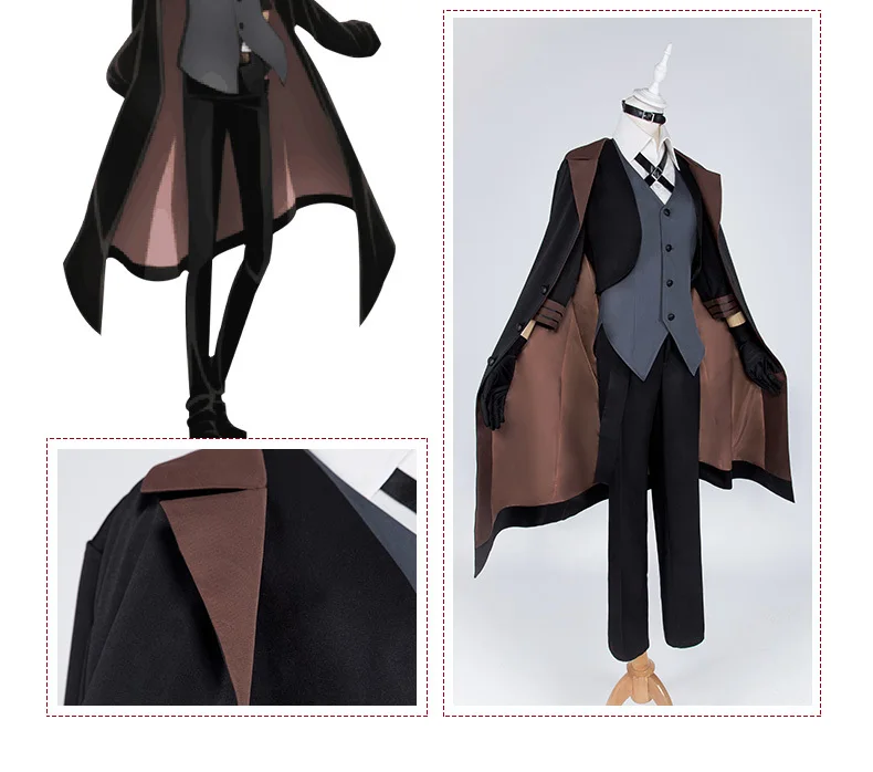 Bungo stray dogs Nakahara Chuuya Detective Cosplay costume Halloween full set with hat