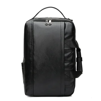 

Multi-function Men Backpack PU Soft Leather Shoulder Bag Large Capacity Outdoor Laptop School Travel Backpack Waterproof