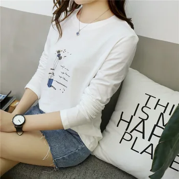 

Long Sleeve T Shirt Women Clothes Girl Student Streetwear Graphic Tshirt Autumn White Printed Fashion leisurespring