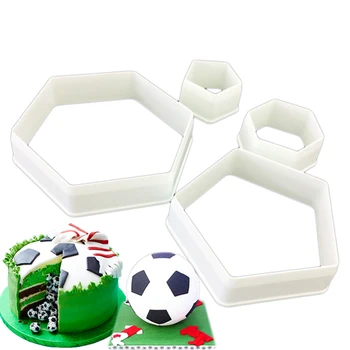 

4Pcs/Set Football Shape Cake Mould Fondant Cake Tool Set Plastic Biscuit Embossing Die Cutter Cookies Decorating Mold Tools