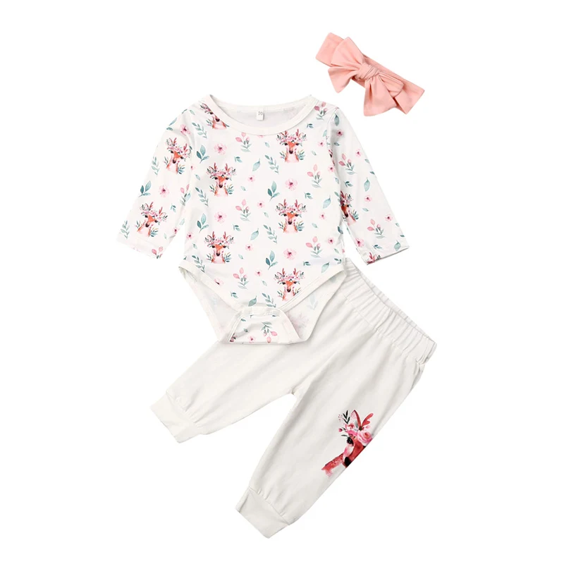 Коллекция 2019 года Рождественская одежда с оленем для детей и малышей