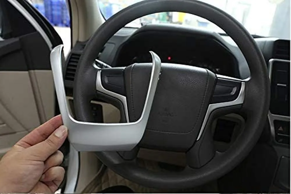 

For Toyota Land Cruiser Prado FJ150 150 2018 Car Accessories ABS Steering Wheel Decoration Strips Trim
