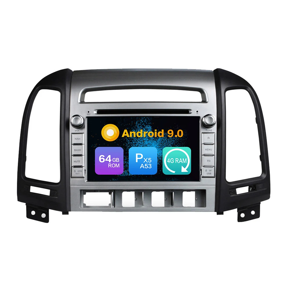 Android 9,0, четыре ядра, 4 Гб ОЗУ, 64 Гб ПЗУ, автомобильный DVD, gps навигация, мультимедийный плеер, стерео, для HYUNDAI SANTA FE 2006 2007 2008