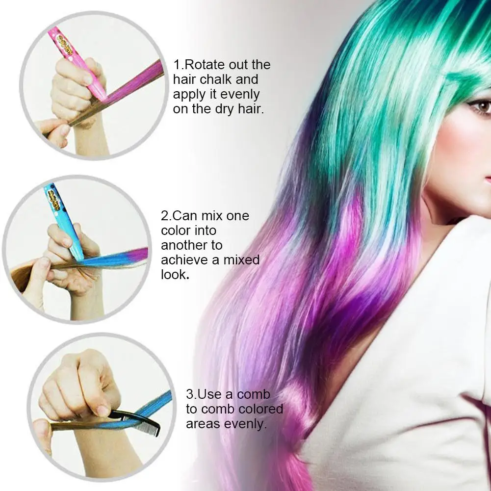 Handvest veiligheid voordat Kleuren Tijdelijke Haar Pro Mini Krijtjes Kleurpotloden Haar Multicolor  Kleur Dye Haarverf Kam Hair Care Styling Gereedschap Vrouw Haarverzorging|  Haarkleur| AliExpress | 10 Pcs Haarkleur Krijtjes Kleurpotloden Wegwerp  Haarverf Kam Tijdelijke Haar