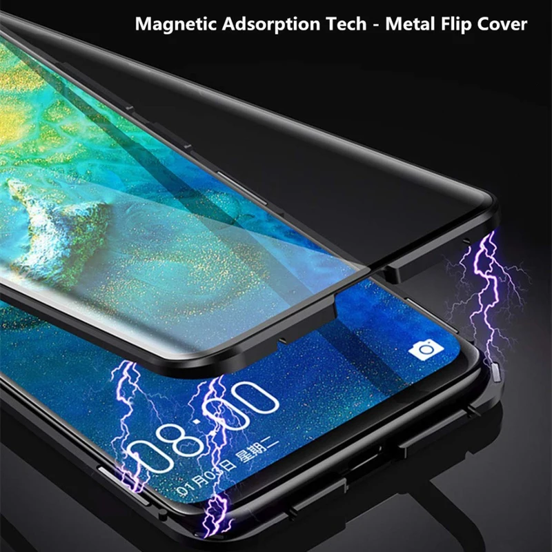 Magnetic Adsorption Metal Phone Case For Xiaomi Redmi Note 7 8 K20 Pro Mi 9 T CC Mi9 SE Double Sided Tempered Glass Magnet Cover