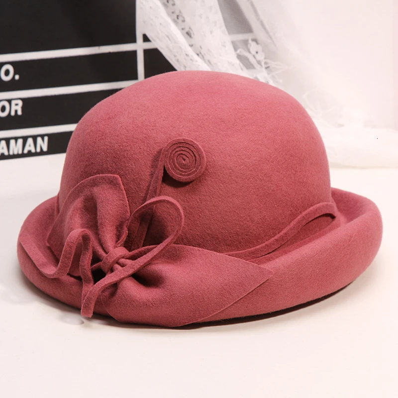 Женские шикарные очаровательные зимние женские фетровые шапки в стиле ретро с
