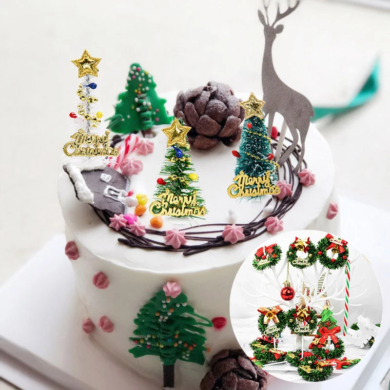 Dekorasi Cake Natal 5 Pcs/lot Merry Christmas Cake Topper Pohon Natal Bentuk Cupcake Topper Ornamen Natal DIY Natal Pesta Dekorasi Kue|Perlengkapan Dekorasi Cake| - AliExpress