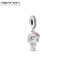 925 пробы, серебряный, персиковый цвет, для девушек, висячие, подвески, бусины, подходят к оригиналу, браслеты из бисера, браслеты, ожерелье, подвески, сделай сам