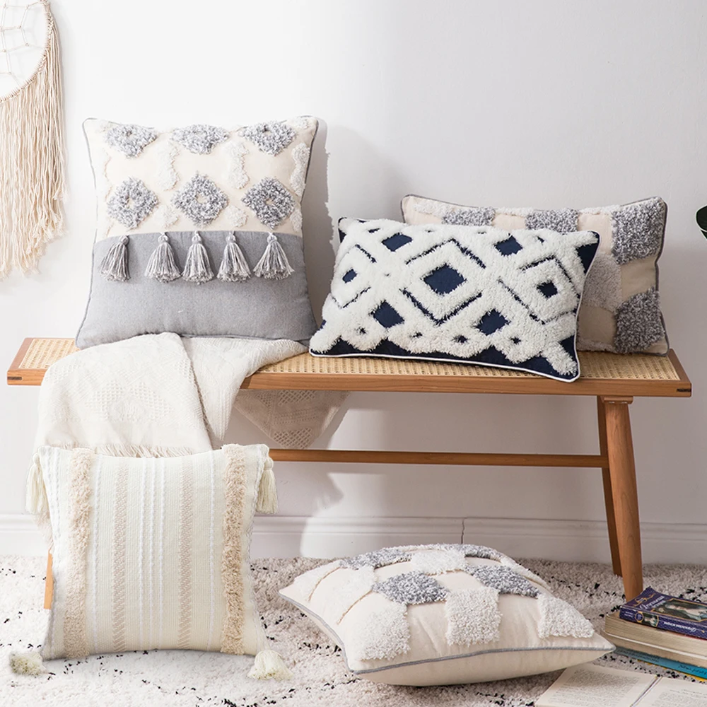 Boho Throw Pillow Case Nordic Decorative Tufted Cushion Cover