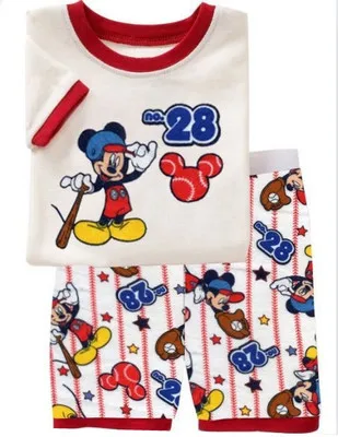Детские пижамы летняя футболка+ шорты, спортивный комплект, детские пижамы для мальчиков и девочек с Микки и Минни, детские пижамы, одежда для сна, От 2 до 7 лет - Цвет: 38