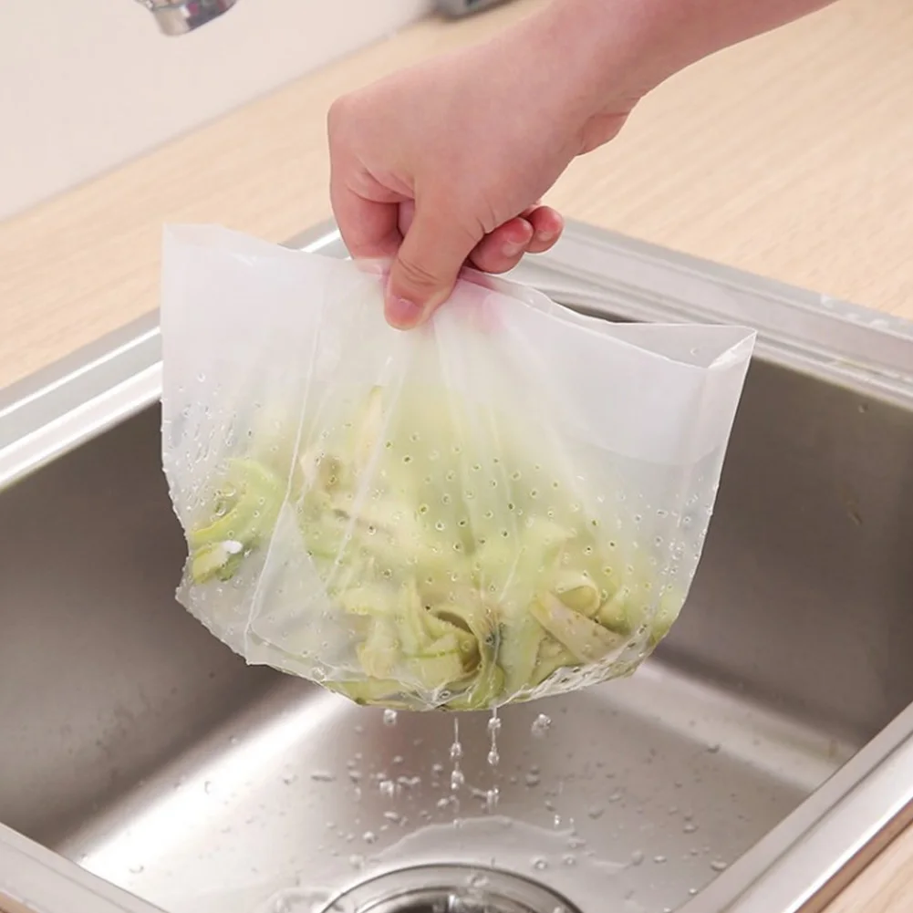 30pcs/pack Foldable Trash Filter Screen Home Garbage Bag Drain Hole Self Standing Kitchen Disposable Sink Strainer Mesh Pocket