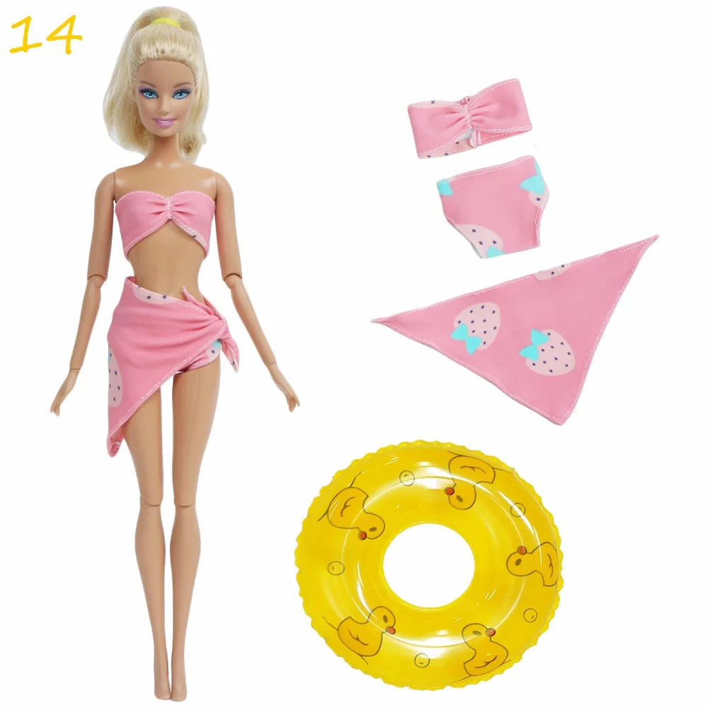 Mix купальники для кукол+ спасательный круг/плавательные кольца купальники бикини буй пляжная одежда для купания аксессуары для куклы Барби игрушки для девочек