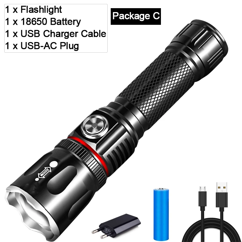 5000лм Многофункциональный светодиодный светильник-вспышка L2 T6 USB Перезаряжаемый Аккумулятор мощный COB Zoom фонарь linterna задний Магнитный рабочий светильник - Испускаемый цвет: Package C
