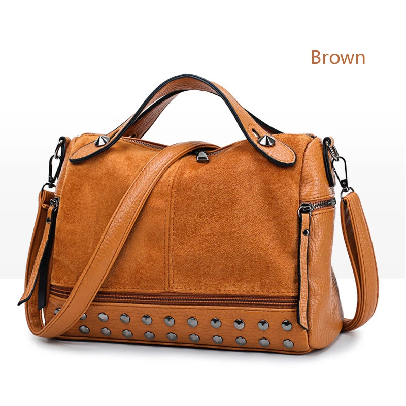 

PU leather grote damestassen shoulder bag fashion ladys handbag luxury rivet Crossbody bag vintage Motorcycle bucket bag