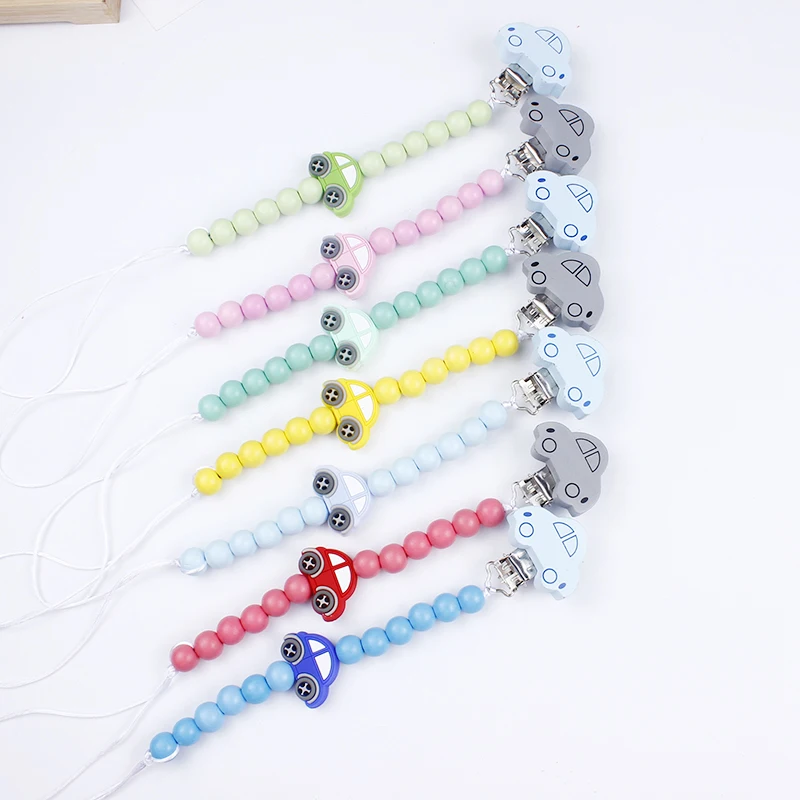 

Wooden Pacifier Clips/Chain Non-toxic Soother Clips Baby Pacifier Holder for Bbay Teething Chew Toy Dummy Clip Accesories