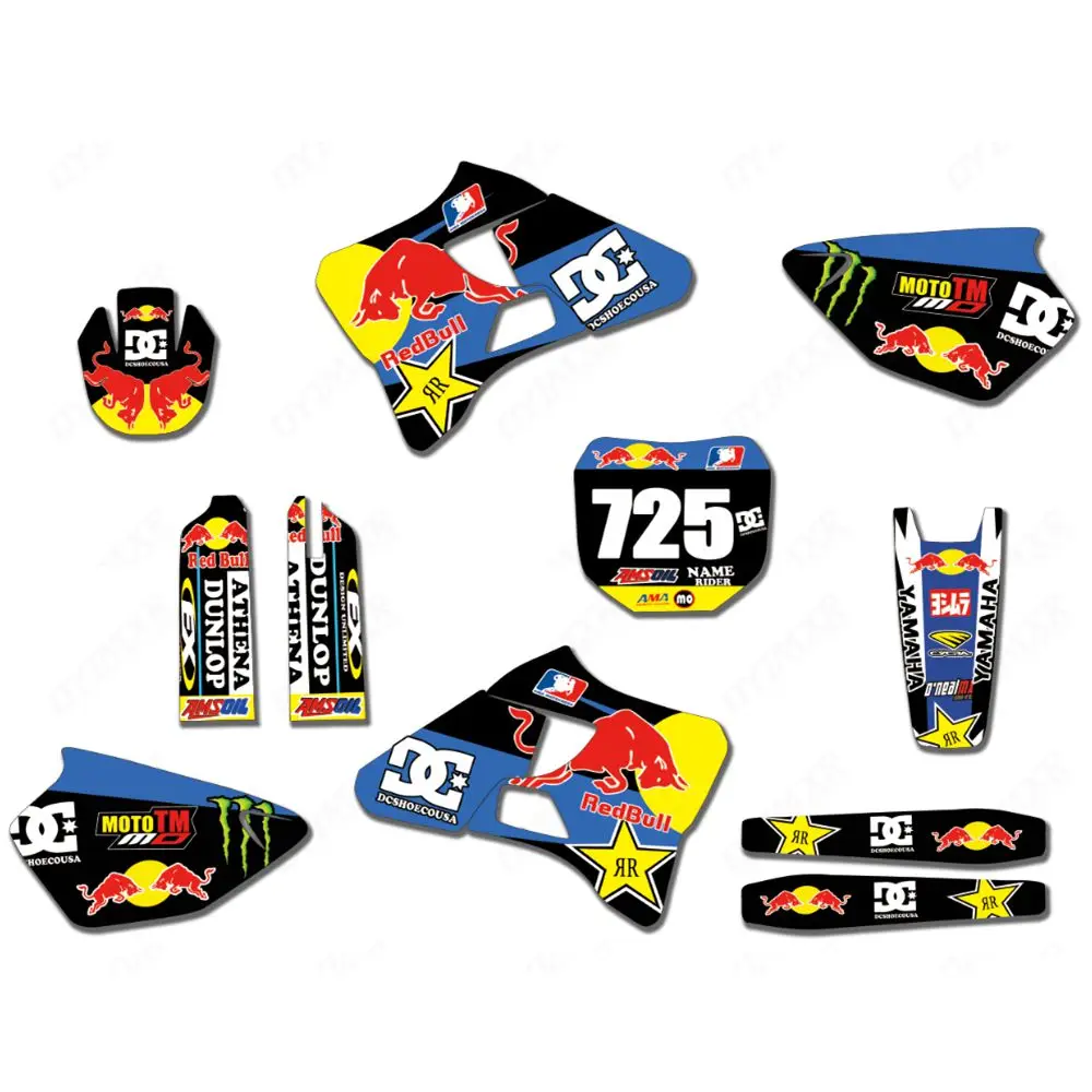 

for YAMAHA YZ125 YZ250 1996-2001 Bull Full Graphics Decals Stickers Custom Number Name Glossy Bright Stickers Waterproof