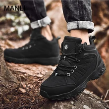 MANLI Genuine Leather Men Outdoor Hiking Shoes Winter With en Leather Boots Waterproof Mountain Climbing Hunting Boots