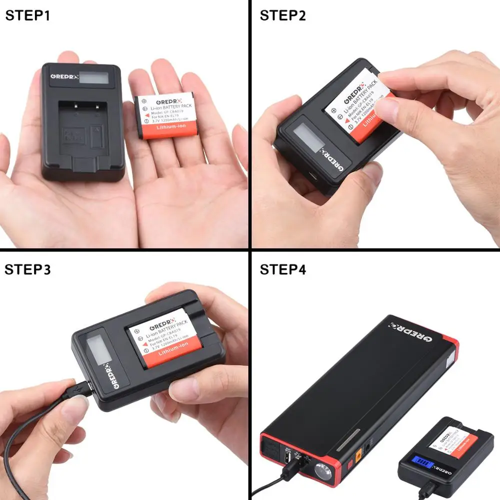 1200 мА/ч, EN-EL19 RU EL19 Камера Батарея+ ЖК-дисплей USB Зарядное устройство для Nikon S100 S2500 S2600 S3100 S3200 S3300 S4100 S4200 S4300 S6500