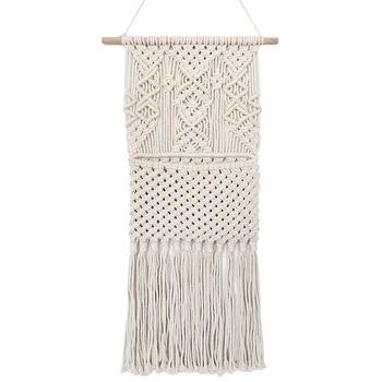 

FashionMacrame azine Storage Organizer, Wall Hanging Decor, Mail Holder Key Organizer, Cotton Woven Hanging Pocket Boho Wall