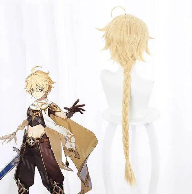 Anime Genshin Impact Lumine Aether Traveler Player Wigs Golden Heat Resistant  Hair Role Paly Cosplay Wig Aether
