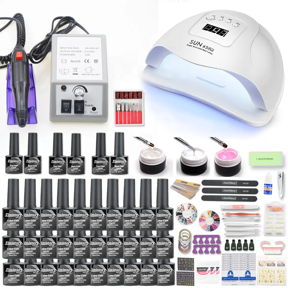 

30/20/10 Colors Gel Nail Polish Kit Professional Nail Set Manicure Nail Art Set With LED Nail Lamp Electric Nail Drill Machine
