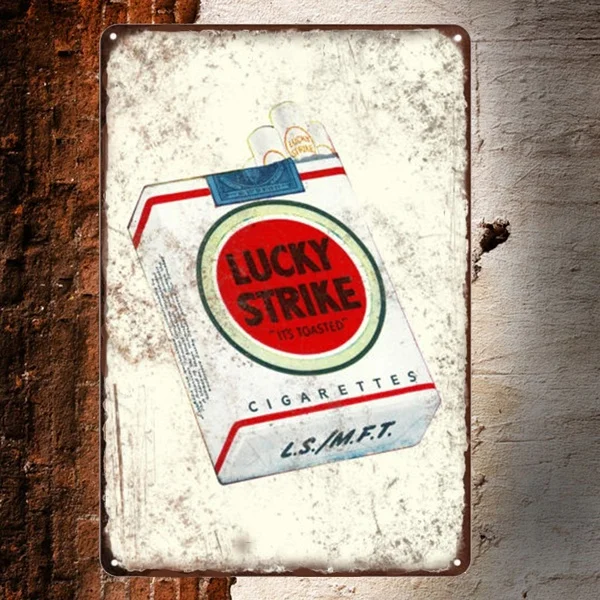 Lucky Strike Cigarros Tabaco Ad Sinal De Metal Frete Grátis 