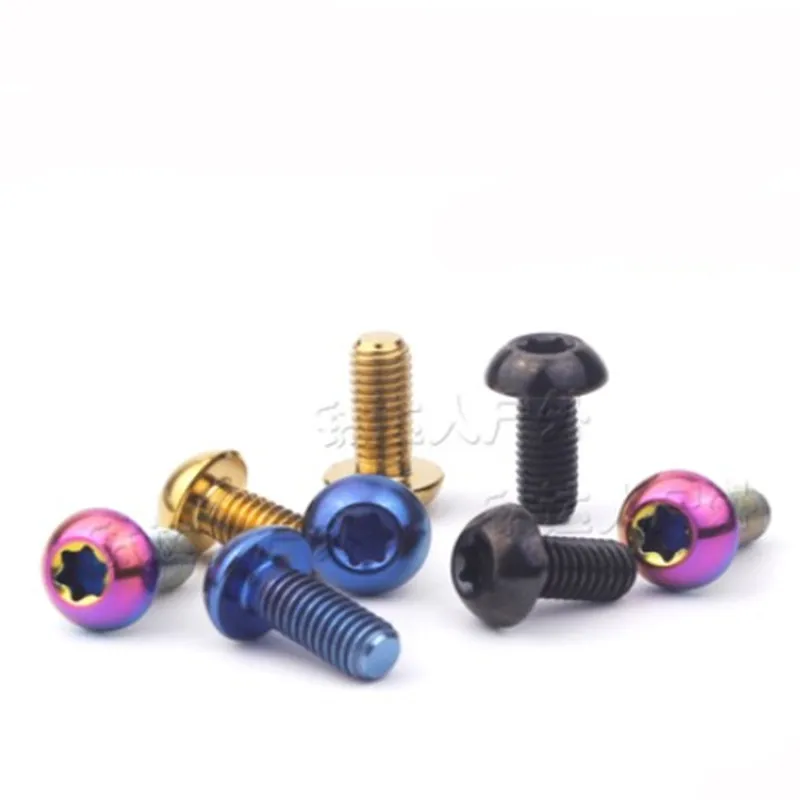 6/12Pcs 티타늄 torx 나사 M5x10 디스크 브레이크 로터 용 12mm 나사 볼트 산악 자전거 및 도로 자전거 T25 Torx 헤드 자전거 디스크
