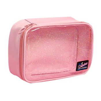 

Transparent Moon Rainbow Cosmetic Case Pvc Storage Bag Waterproof Girls Large Capacity Make Up Bag Women Pink
