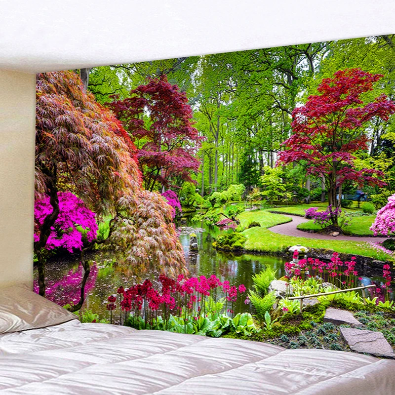 

3D Printed Beautiful Green Tree Safflower Wonderland Wall Tapestry Hanging Mandala Boho Psychedelic Hippie Tapestry Decoration