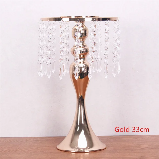 33cm candlestick На заказ Золотой Серебряный Арка ряд цветов стол центральный искусственный цветочный шар для свадьбы реквизит декоративный фон Роза лоза кленовый лист - Цвет: 33cm candlestick