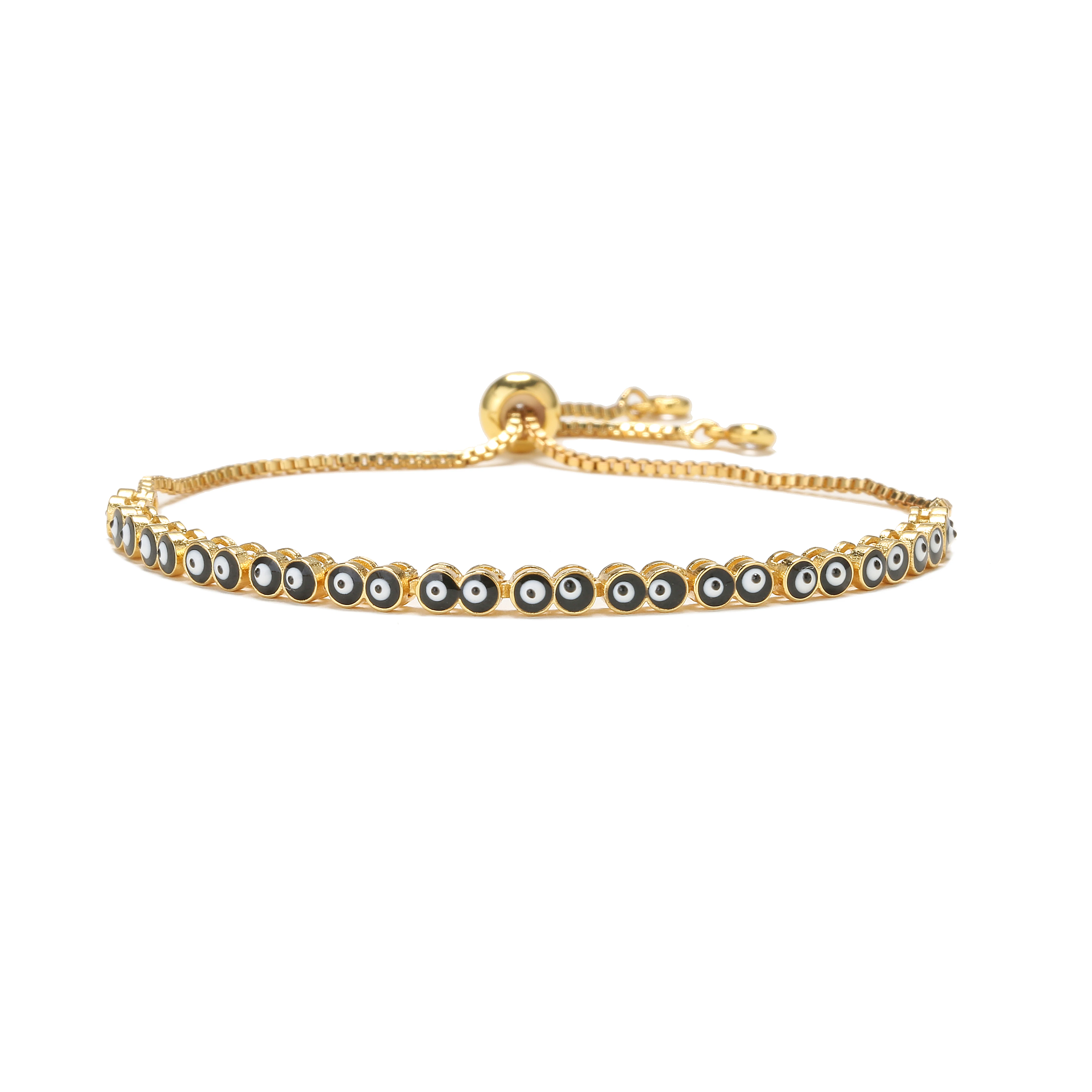 HECHENG,18KGold Plated Eye Bracelet ,Fashion Enamel Opening Adjustable Bracelet for Women Brass Bracelet, Jewelry