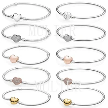 Модный высококачественный базовый браслет в виде сердца из 925 пробы серебра Сделай Сам браслет из бусин ювелирный подарок Прямая поставка с фабрики